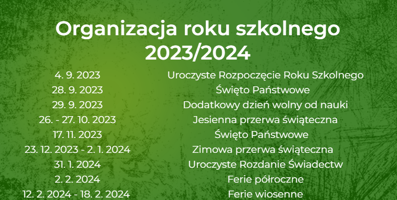 Organizacja Roku Szkolnego 2023/2024