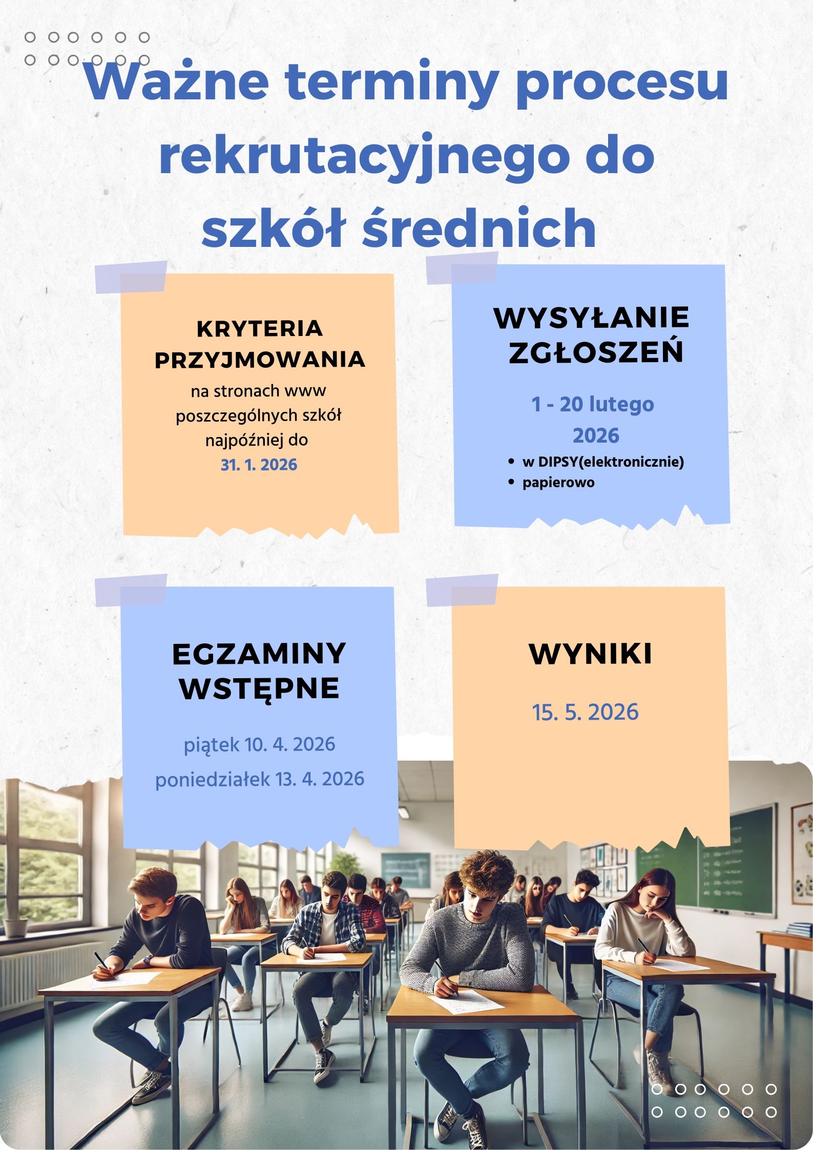 Ważne terminy postępowania rekrutacyjnego