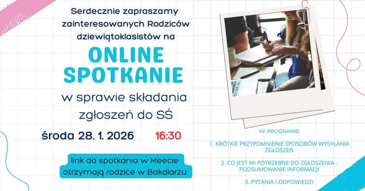 Online spotkanie w sprawie zgłoszeń do SŚ